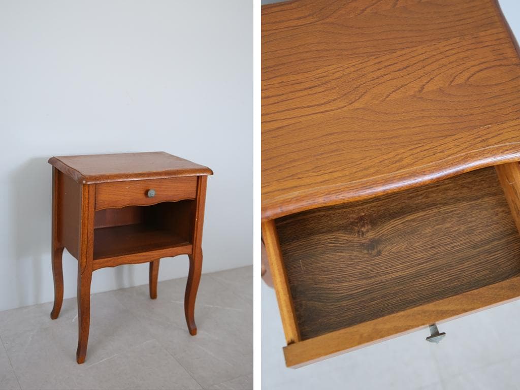 フランスアンティーク猫脚ナイトテーブル/木製キャビネット机飾り棚(82-5)