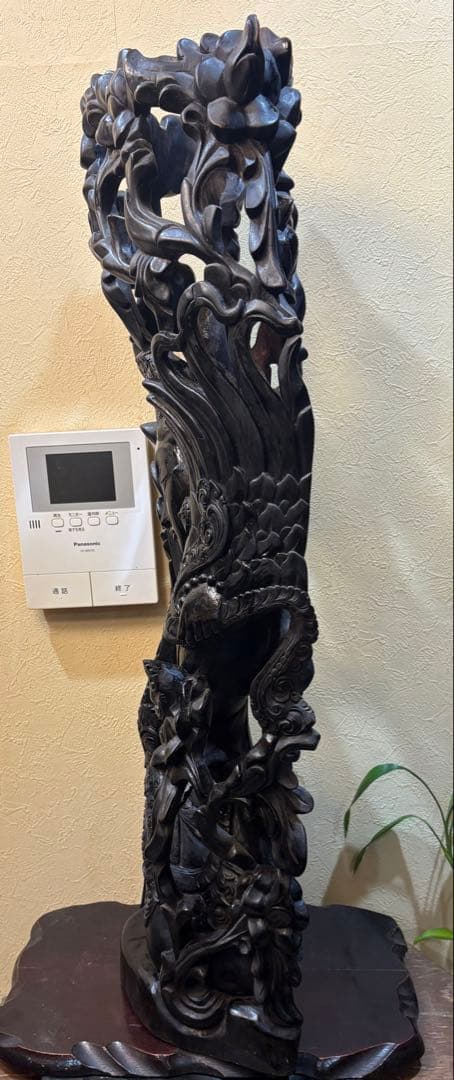 黒檀 木彫 細密彫刻 女神 83cm 大型 バリ　木彫　アジアン　ラマーヤナ神話