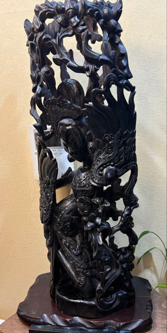 黒檀 木彫 細密彫刻 女神 83cm 大型 バリ　木彫　アジアン　ラマーヤナ神話