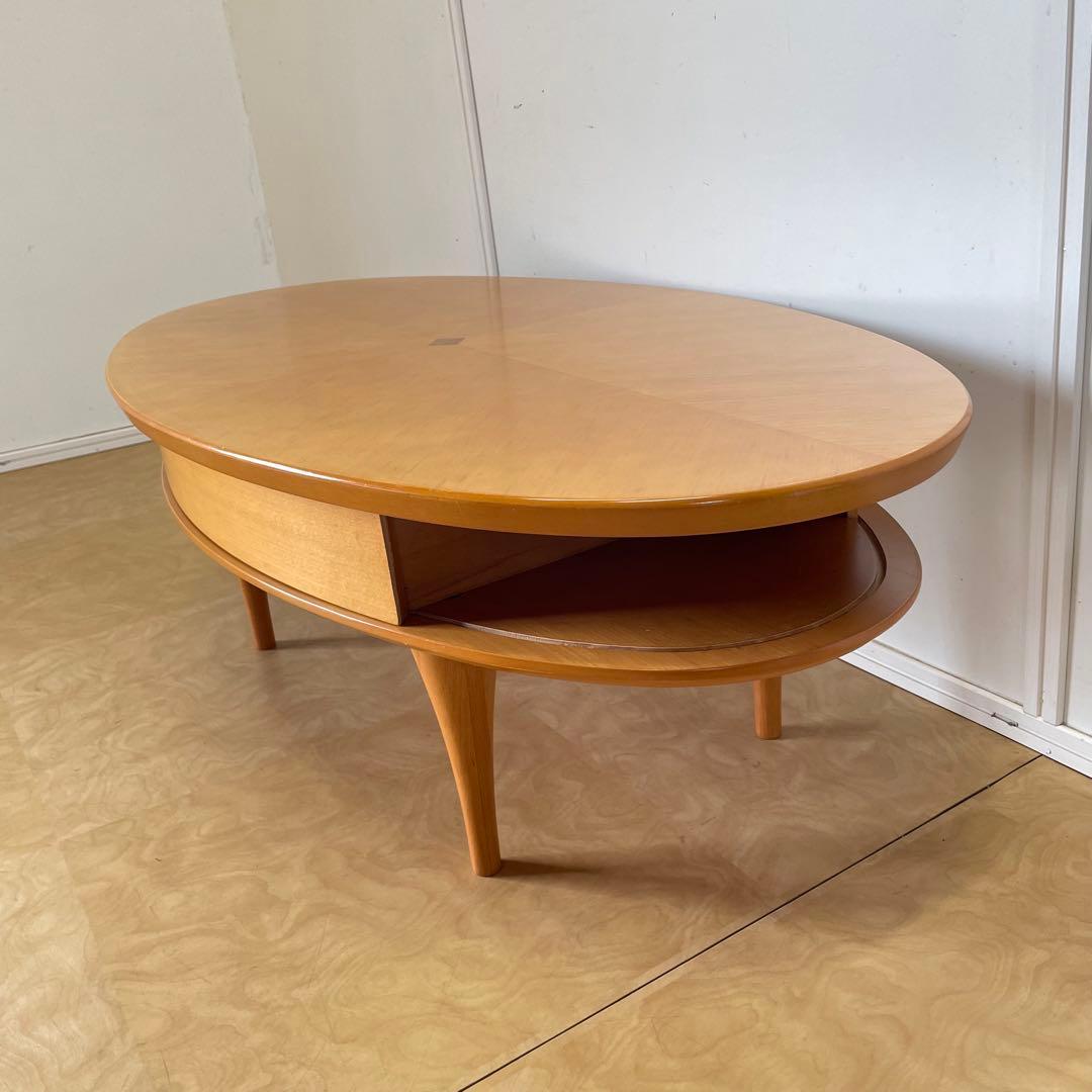 蛇腹 引き出し 楕円テーブル オーバルテーブル ローテーブル 北欧スタイル