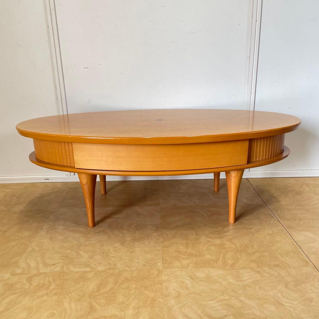 蛇腹 引き出し 楕円テーブル オーバルテーブル ローテーブル 北欧スタイル