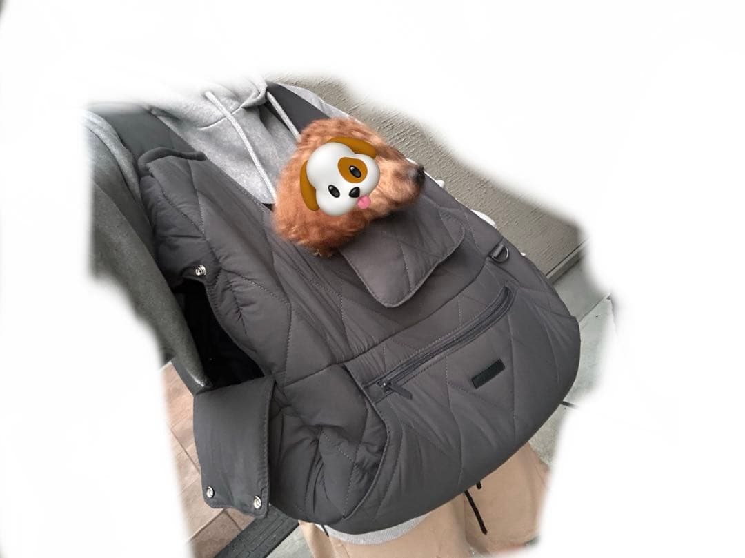 モンシェリ キルティングメッシュ　フロントリュックMベージバッグ　犬