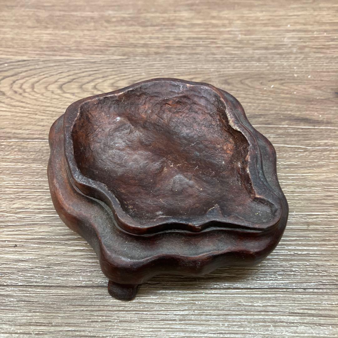 4F 希少 天然 菊花石 観賞石 盆石 水石 木製台座付き 置物 インテリア