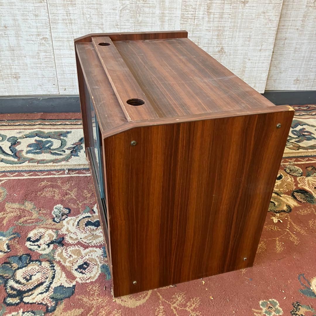 昭和レトロ ミッドセンチュリー ガラス扉 木製レコードラック テレビ台 古家具