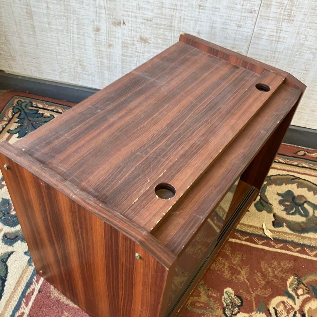 昭和レトロ ミッドセンチュリー ガラス扉 木製レコードラック テレビ台 古家具