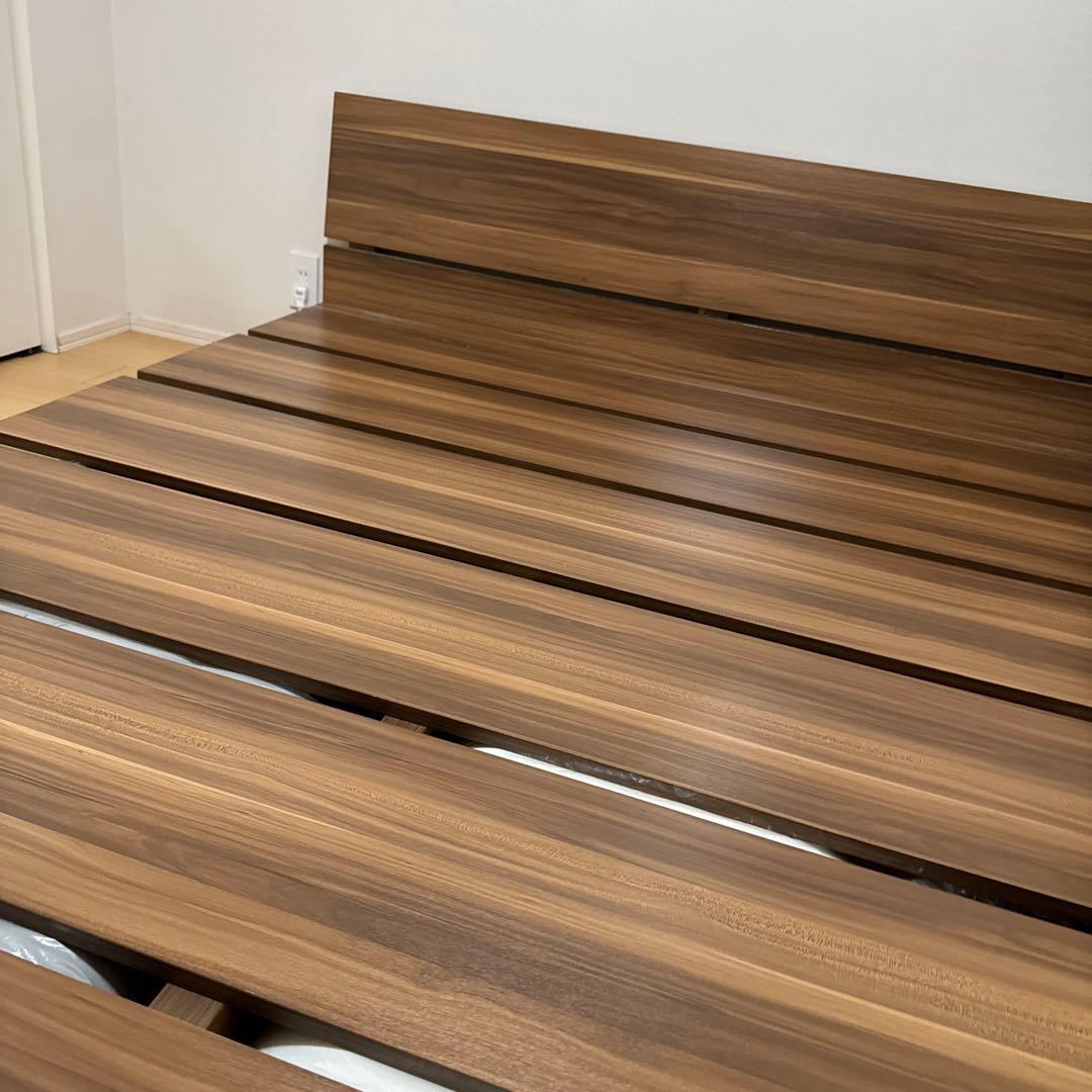 指値教えてください30日削除LOWYA 木目調ダブルベッドフレームヘッドボード付