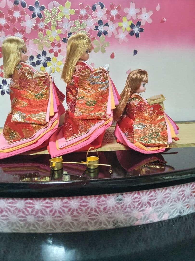 リカちゃん　雛人形 ④ 親王と三人官女（リメイク品）