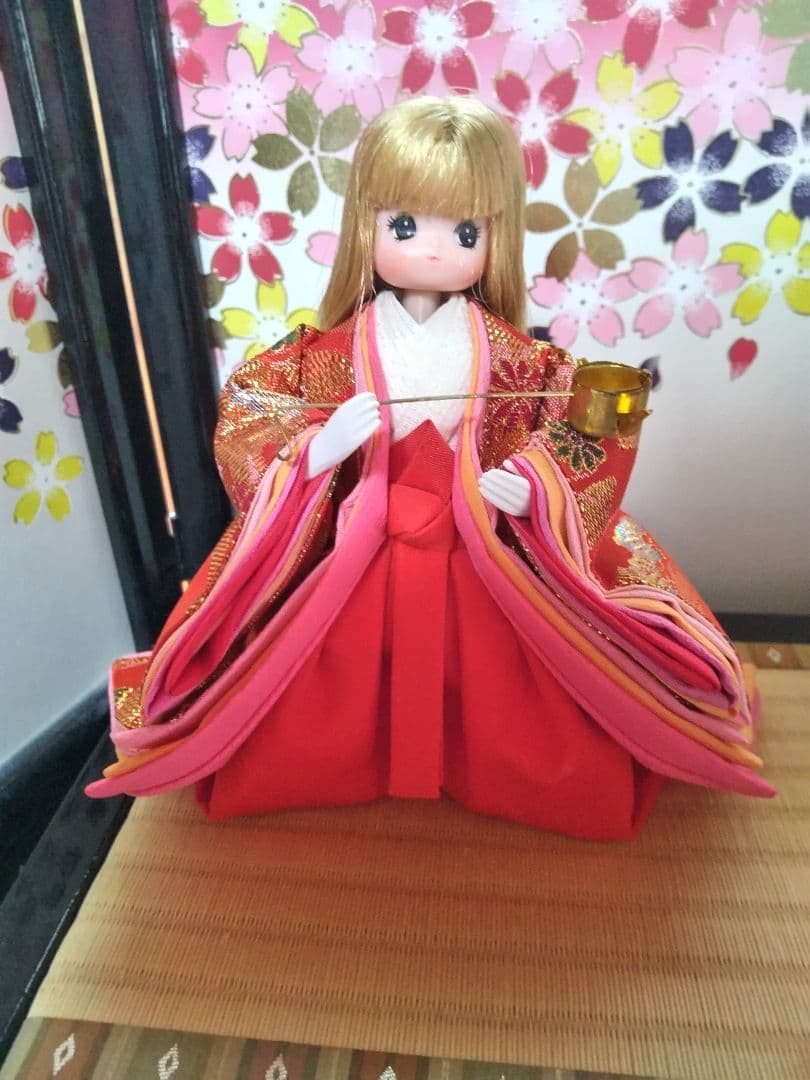 リカちゃん　雛人形 ④ 親王と三人官女（リメイク品）