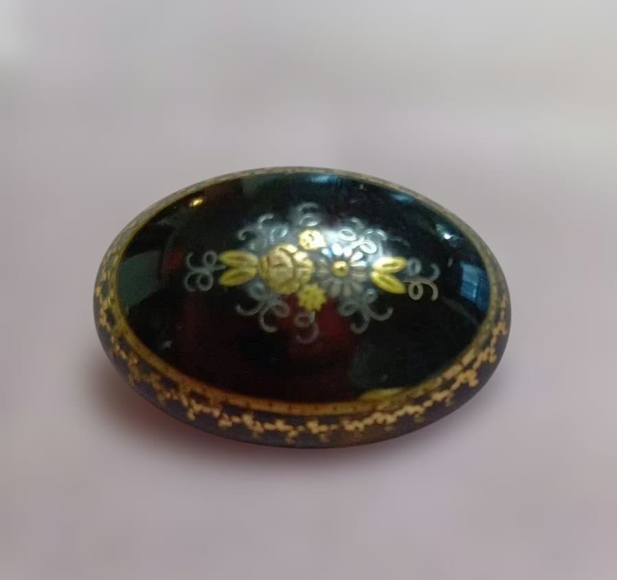 アンティーク象嵌ブローチ　花模様