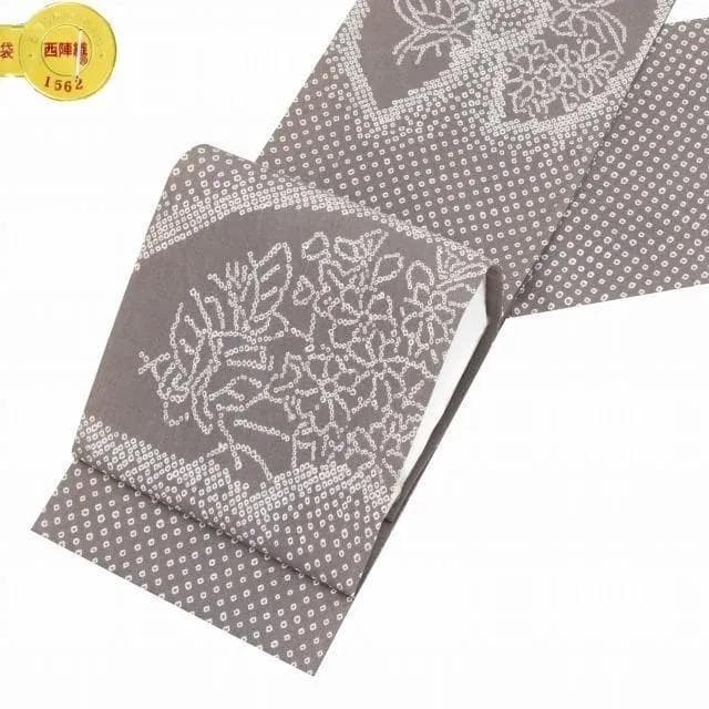 新品特撰西陣伝統工芸老舗津村織物☆絞り美術品　「お洒落専科」紬地織長尺袋帯