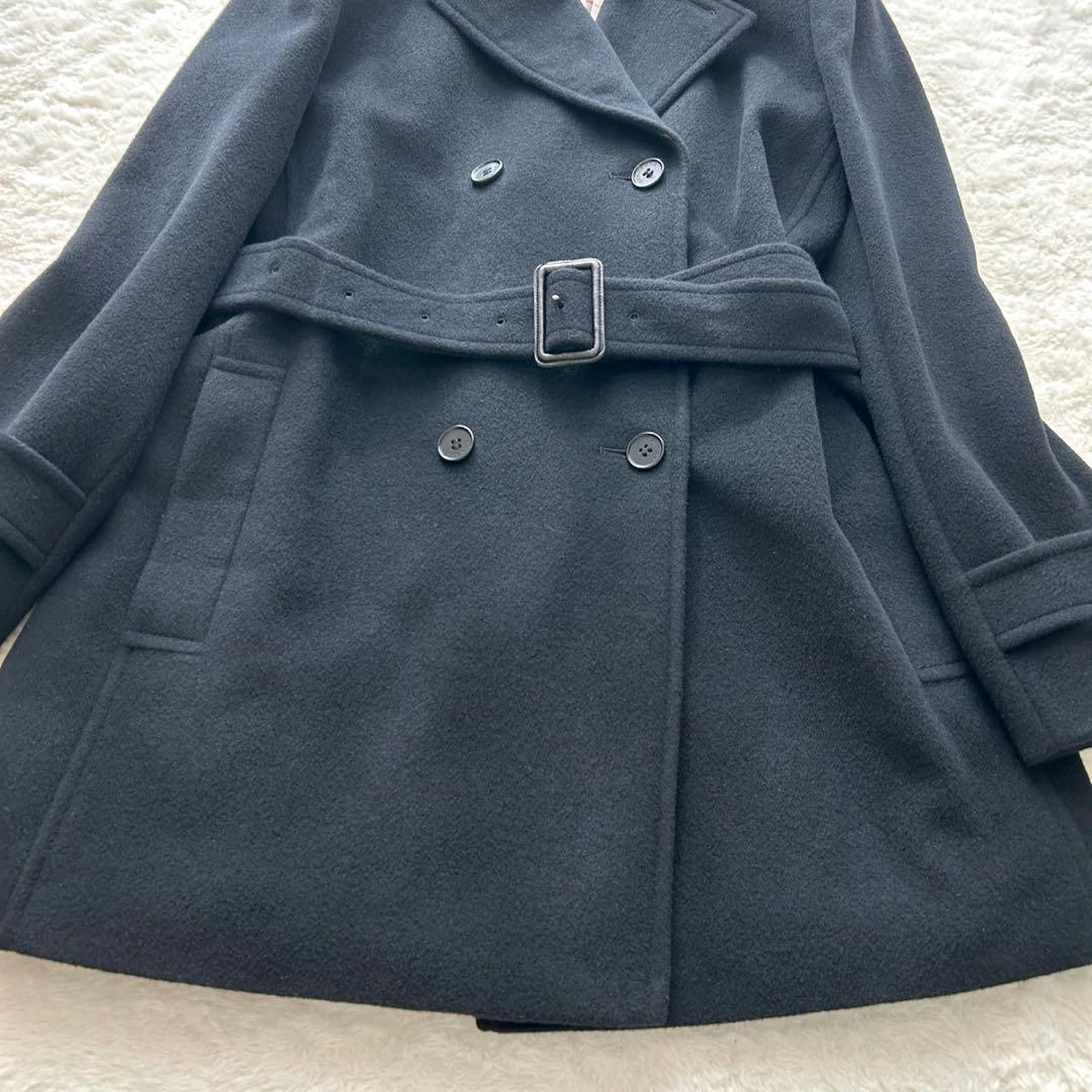 【極美品】BURBERRYLONDON Pコート　アンゴラ ノバチェック 黒38