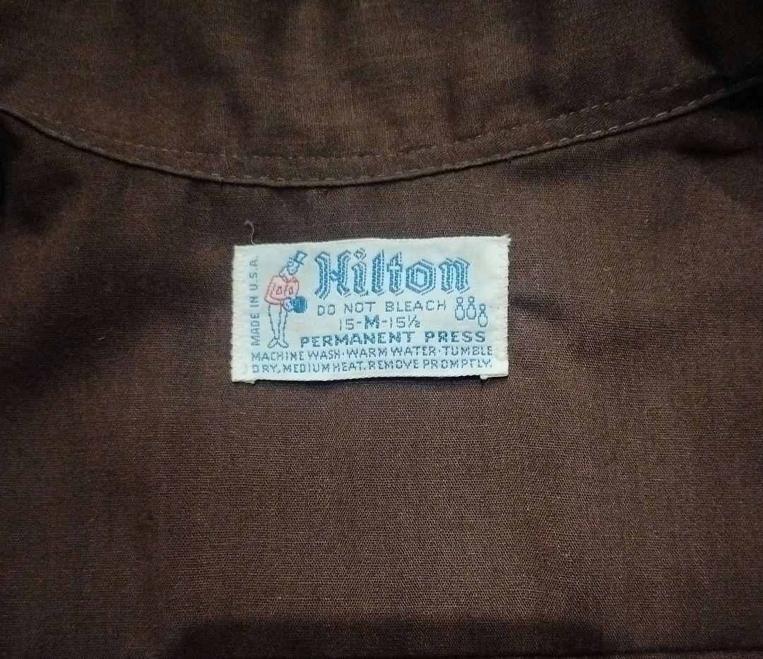 Hilton ブラウンストライプシャツ M