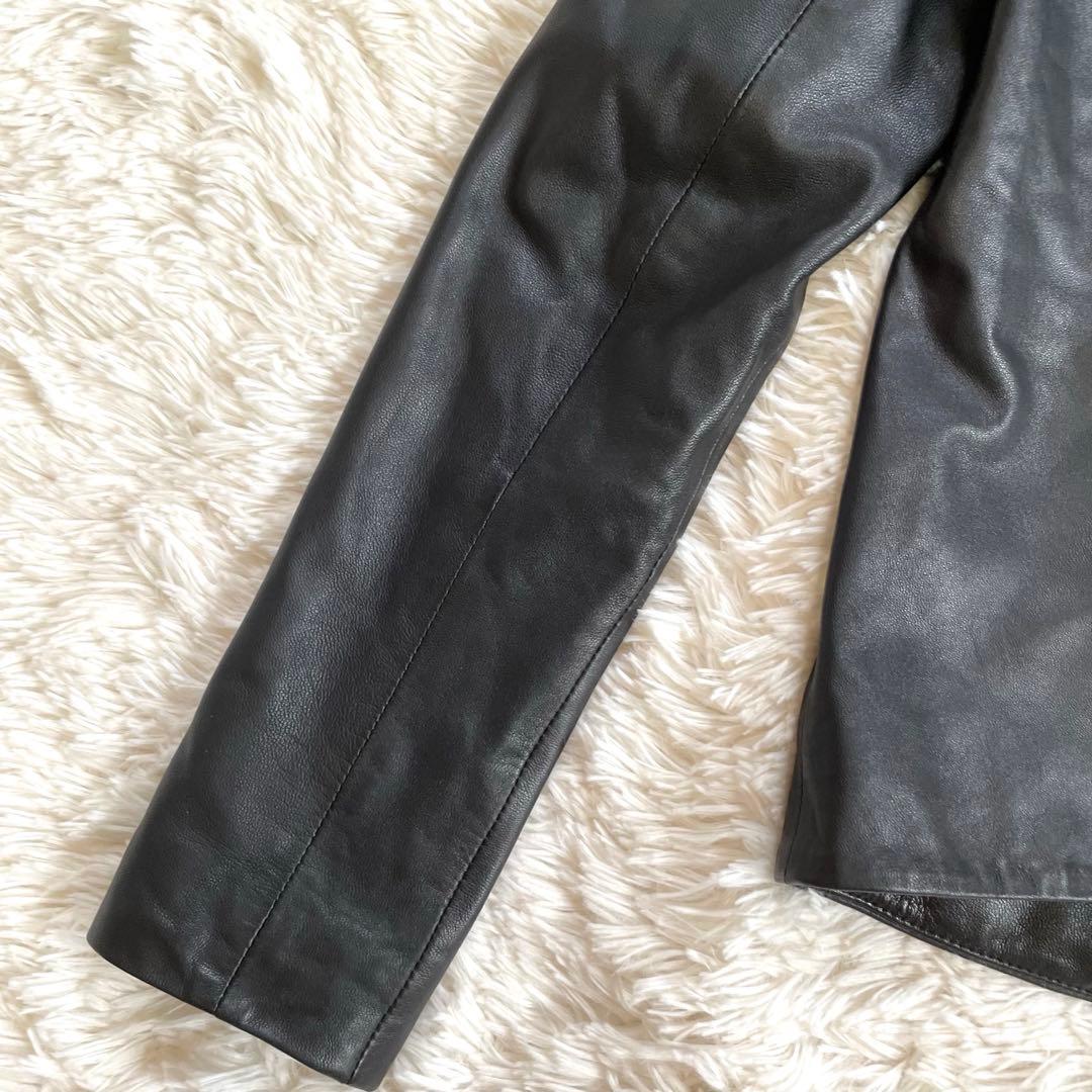 ヘルムートラング　フード　ラムスキン レザージャケット　ライダース　XS