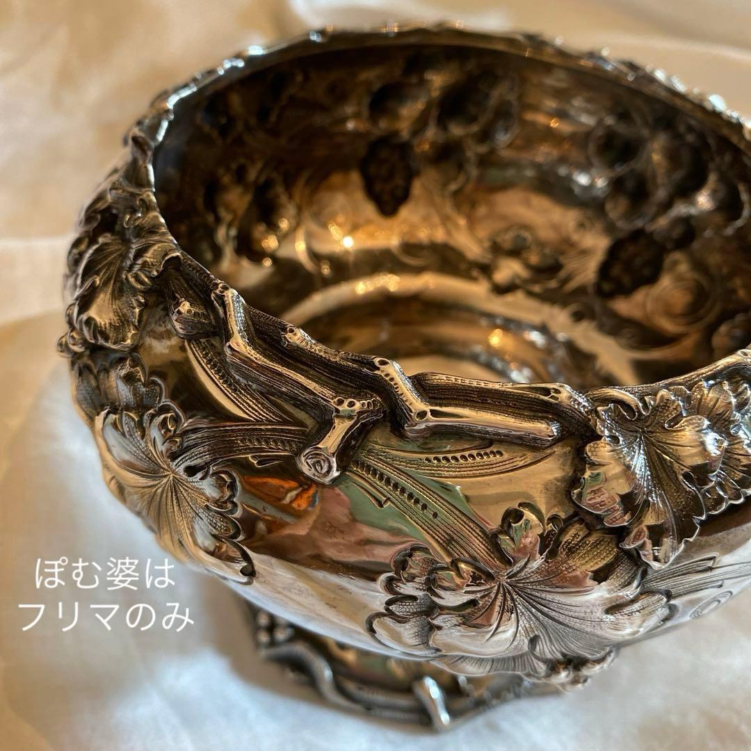 ①Tiffany／純銀製 コンポート ②米国／純銀製 ティーストレーナー