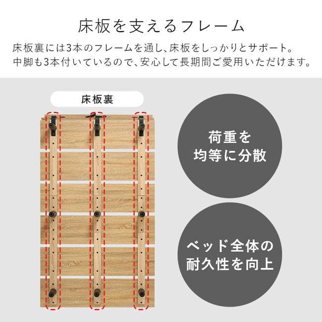 ベッドフレームセミダブルベッド コンセント付 ステージベッド（963）