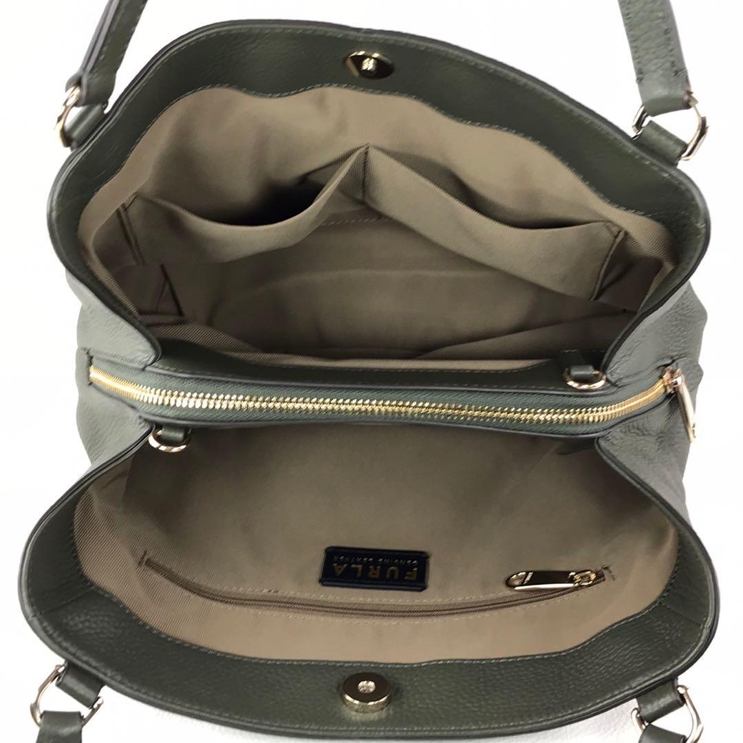 極美品 FURLA フルラ ダフネ 2way ショルダーバッグ レザー カーキ