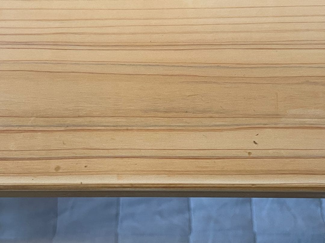 xyl(キシル) 2本脚デスク 国産ひのき無垢材　引き出しつき