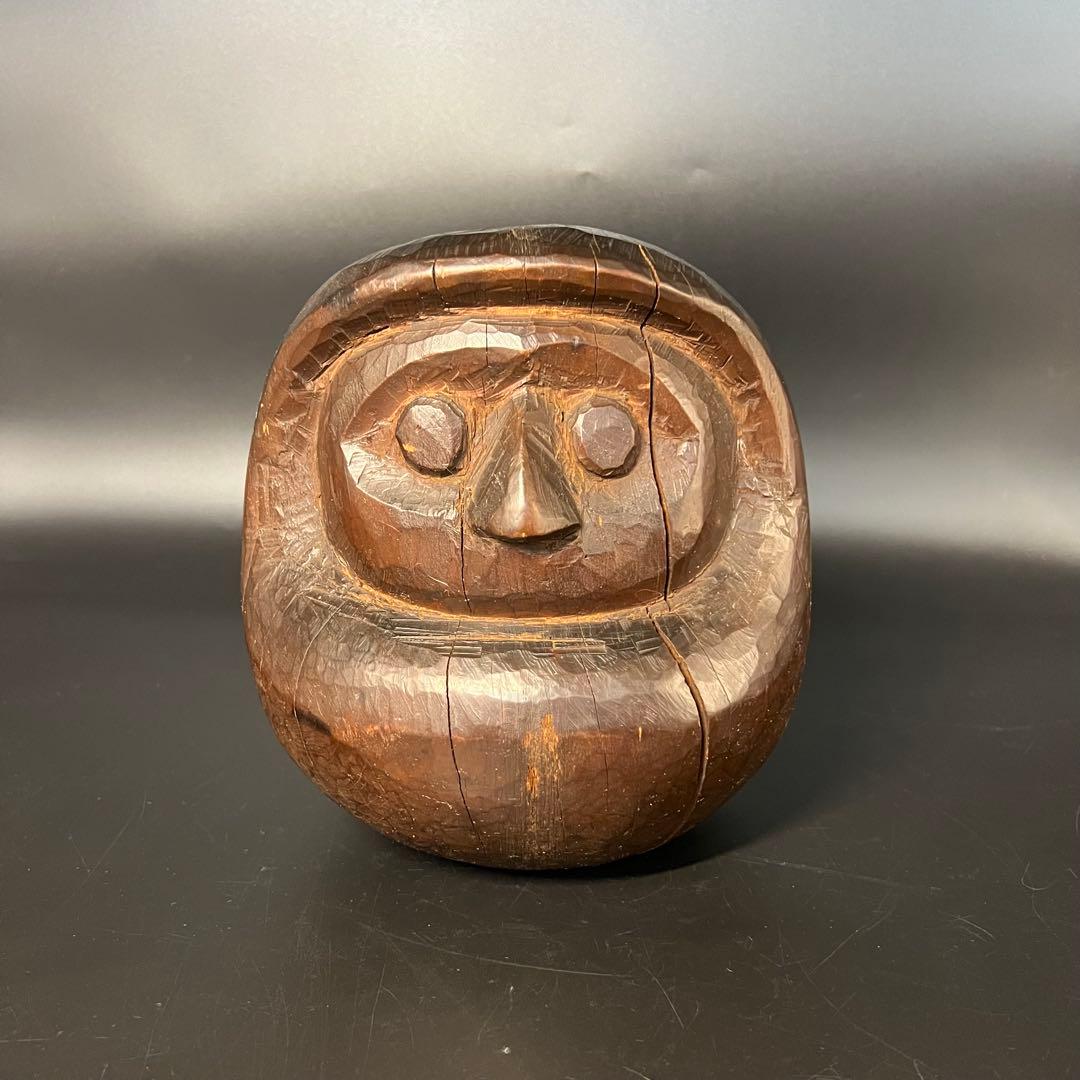 ◎古道具 庵々◎木彫 だるま 木型20cm◎張子型◎江戸時代郷土玩具古民具置物