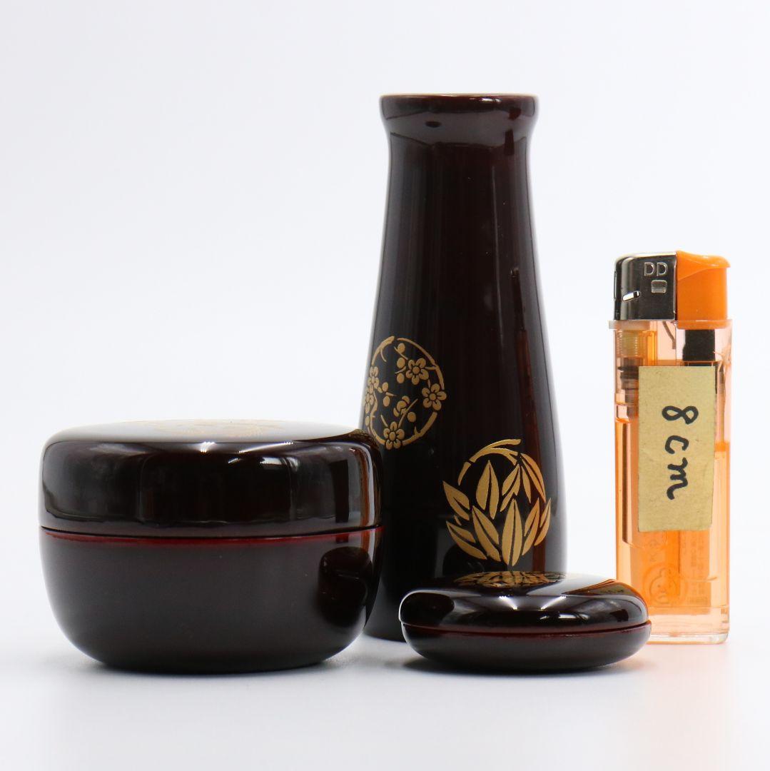 溜塗花丸利休茶箱 茶道具 紙箱付　V196　1F14D