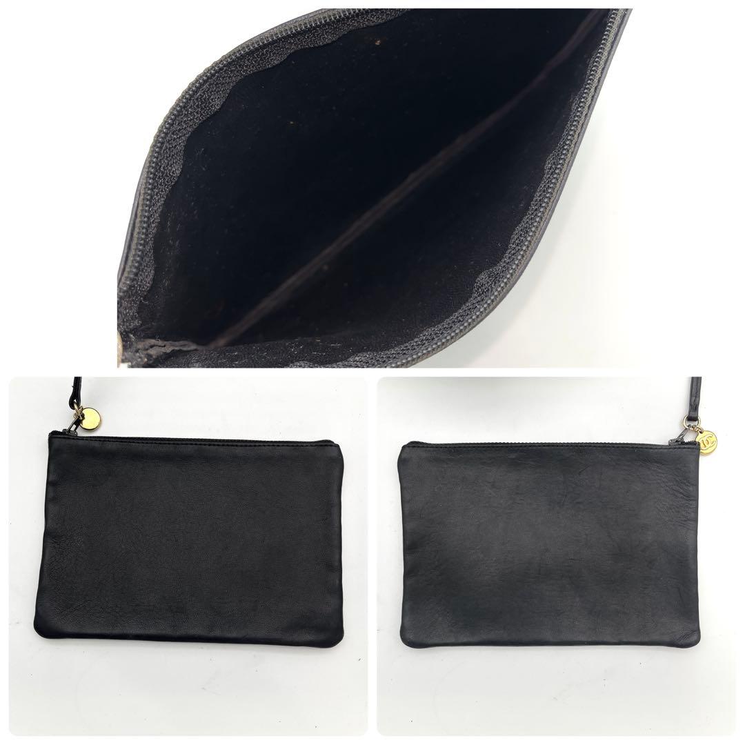 シャネル　ラムスキン　巾着　ハンドバッグ　ショルダーバッグ　ブラック　ココマーク