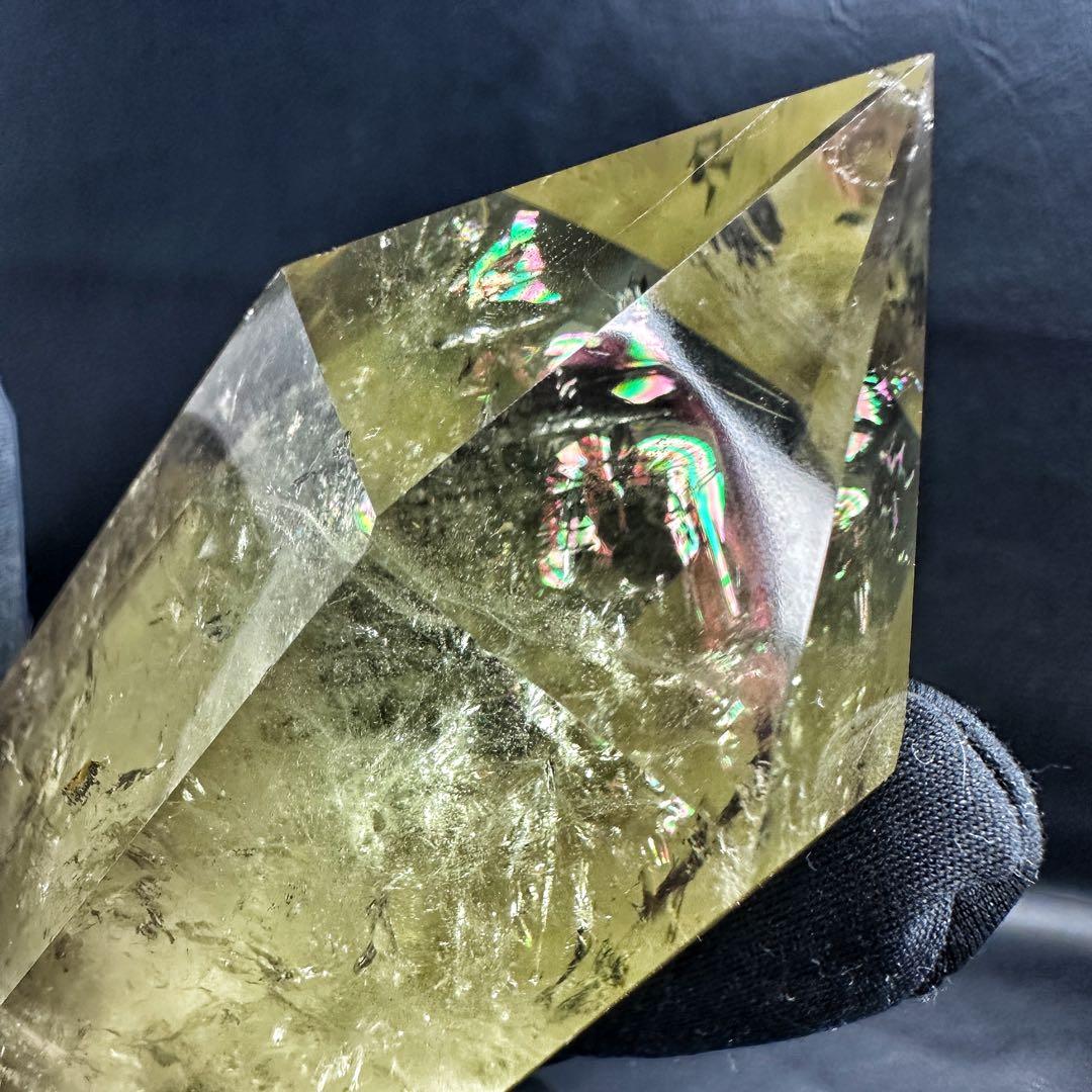 【金運·浄化】シトリン☆黄水晶 六角柱レインボー☆ファントム 超パワーA1159