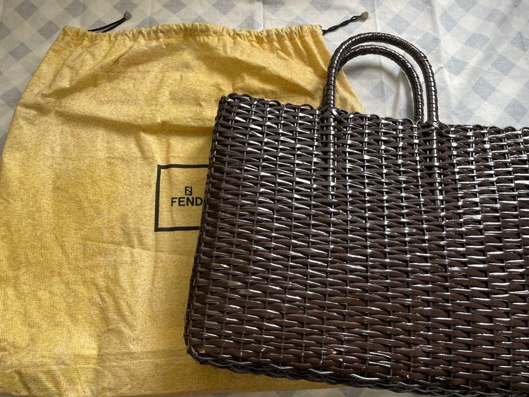 FENDI フェンディ かご トートバッグ ダークブラウン ズッカ柄