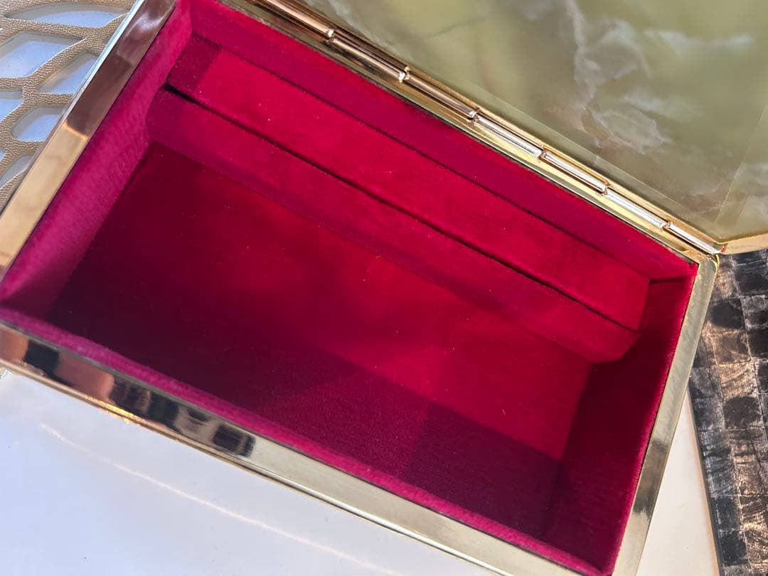 大理石 アンティーク　オニキス　グリーン　ジュエリーボックス　小物入れ