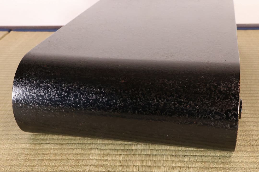 木製 漆塗 巻足 平卓 金蒔絵 丸菊 桐唐草 黒塗 漆芸 花台【MB106】