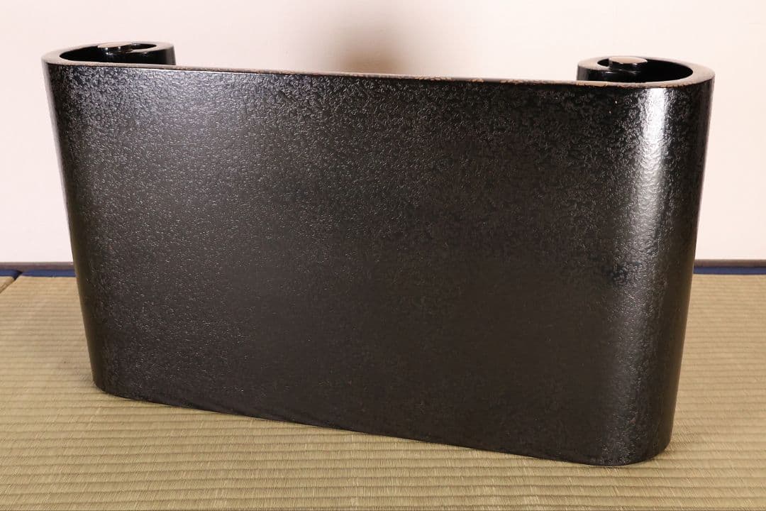 木製 漆塗 巻足 平卓 金蒔絵 丸菊 桐唐草 黒塗 漆芸 花台【MB106】