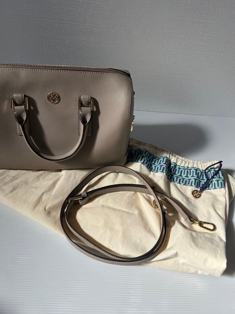 トリーバーチ ベージュ ハンドバッグ ショルダーベルト付