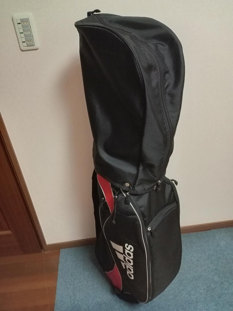 ★美品★adidas★アディダス★軽量ナイロン★キャディバッグ★9型★黒/赤★