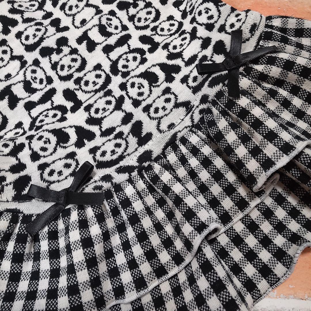 犬服 No.191 パンダとチェックわんぴ ハンドメイド