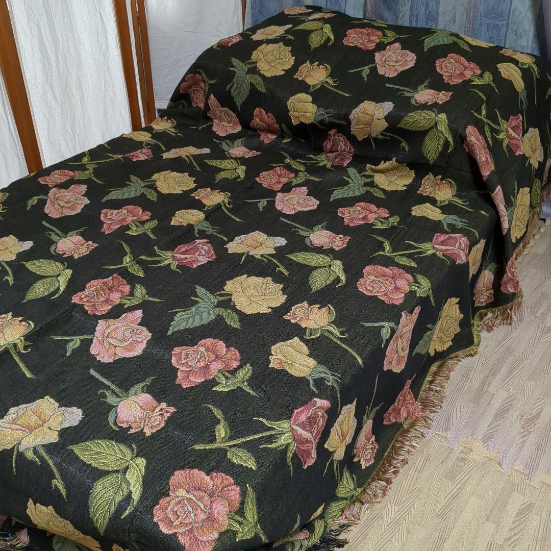 シンクビ− マルチカバー　バラ柄　ブラック　お値下げしました