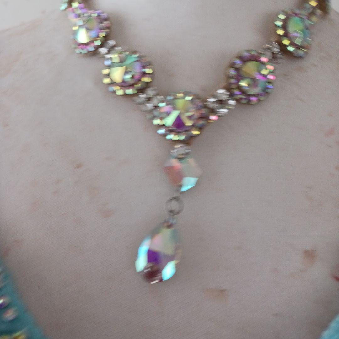 水色オフショルダー社交ダンスドレス