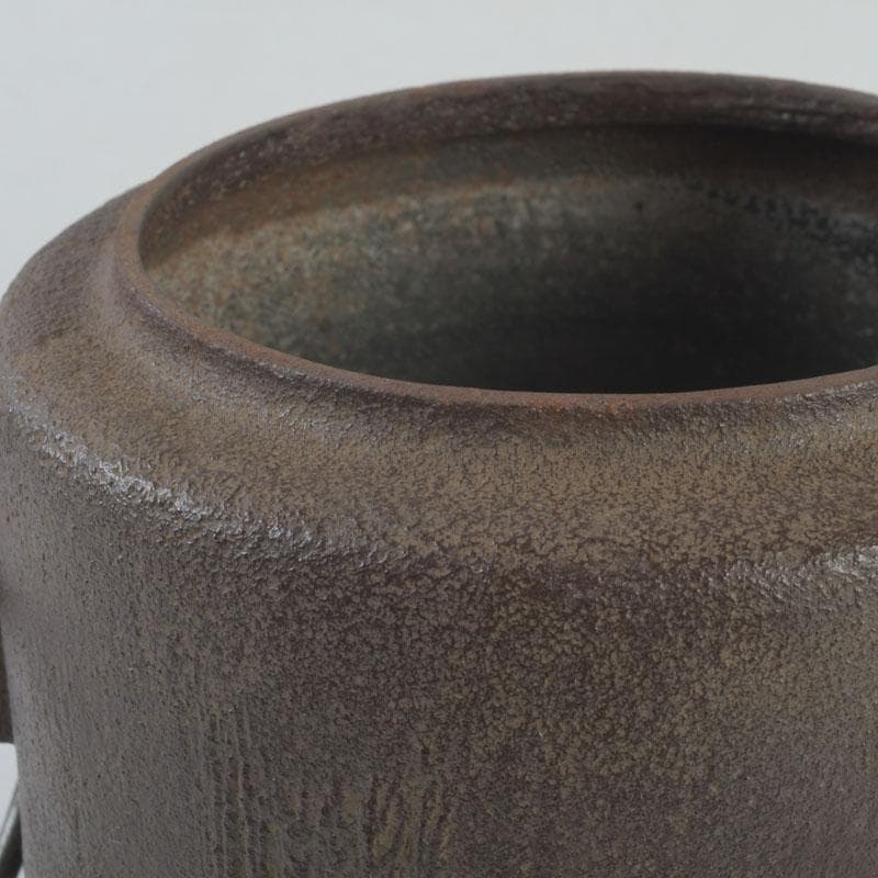 茶道具　釜師　根来茂昌作　刷毛目　風炉釜　胴〆釜　共箱　V　9701A