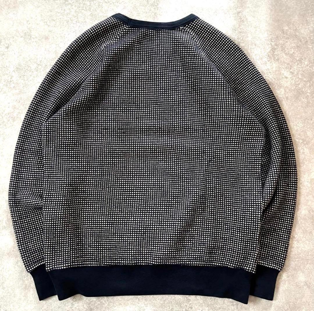 メゾンキツネ ラグランスウェット ワッフル 編み込み キツネ刺繍 トリコロール