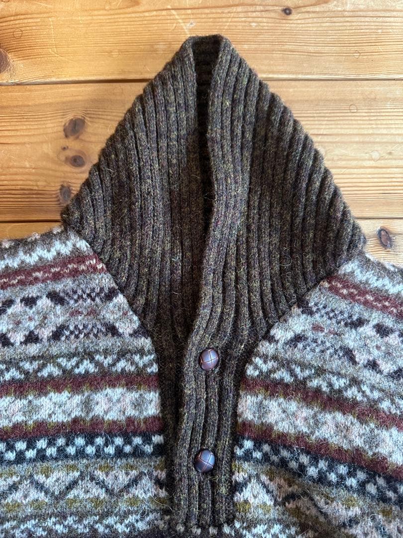 【Lサイズ】Jamison’s フェアアイル柄　ショールカラーセーターニット