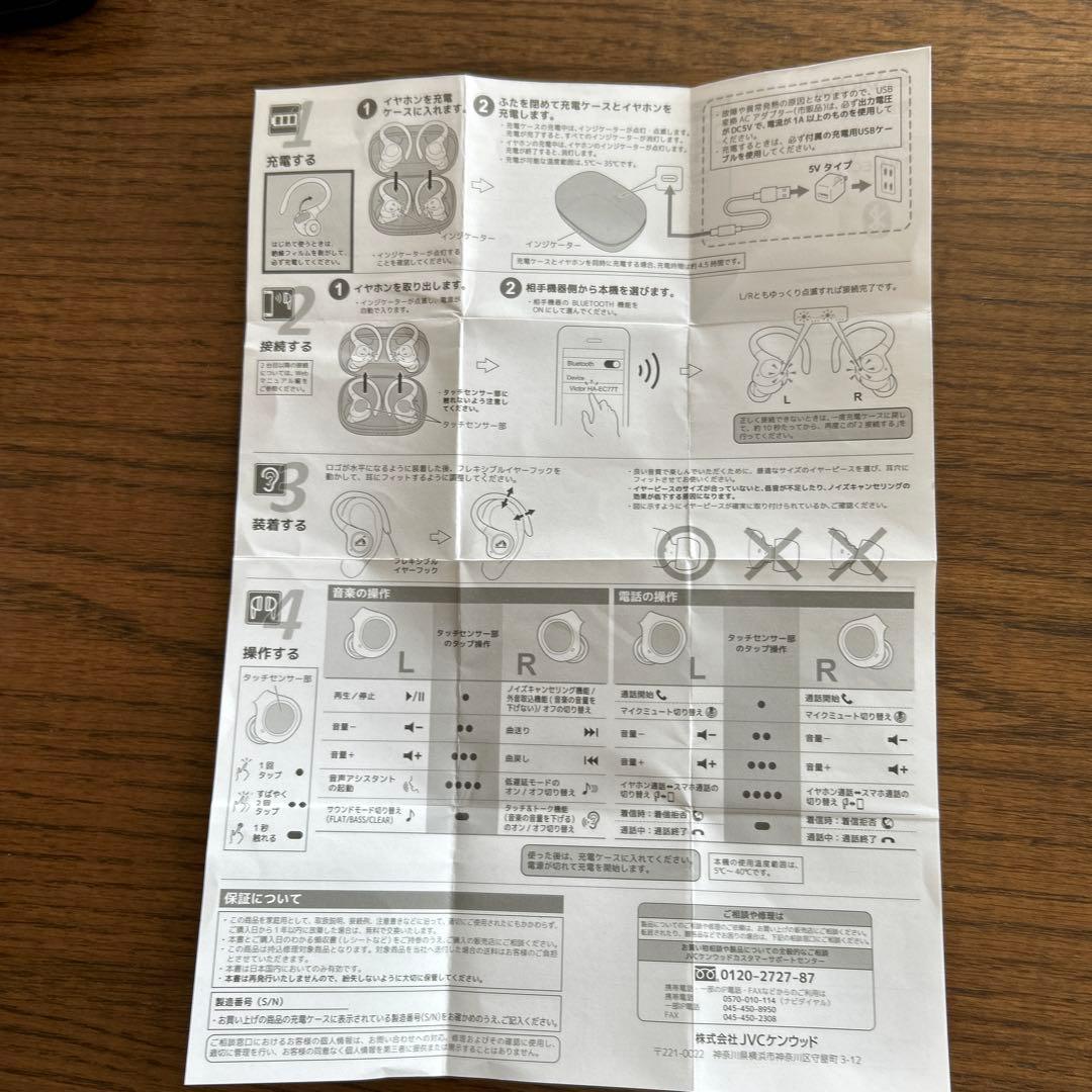 Victor ワイヤレスイヤフォン HA-EC77T ブラック