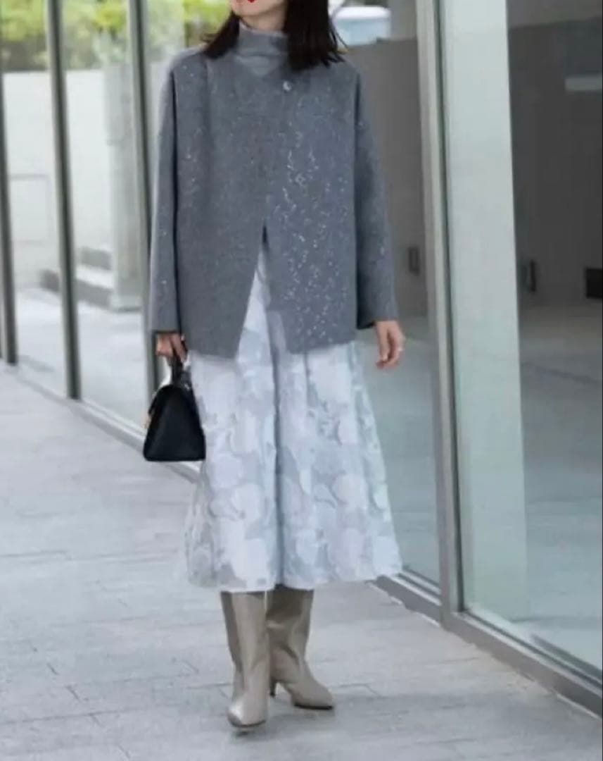 新品トゥモローランド　BALLSEY スパンコールリバー ショートコクーンコート