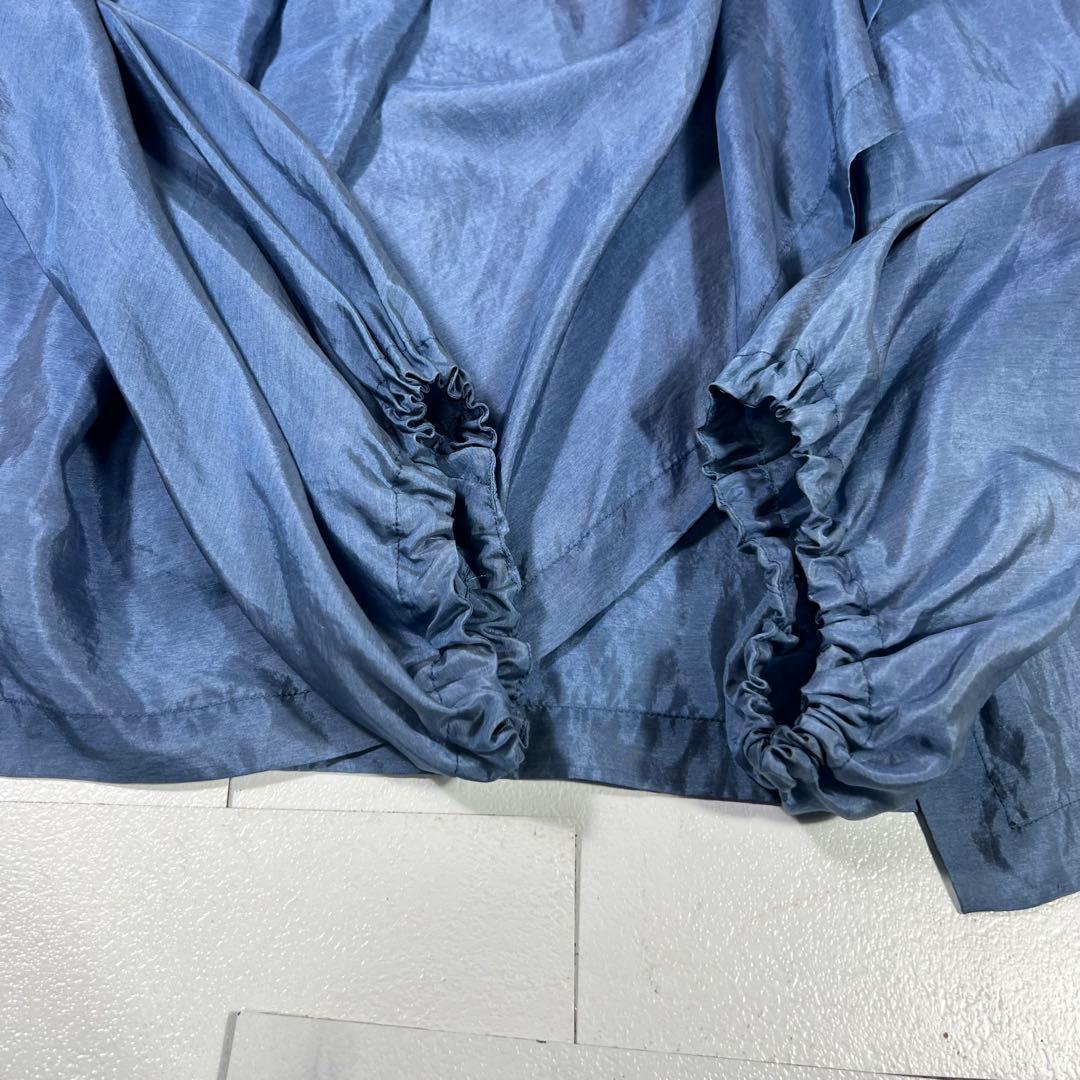 80s 筆タグ シルク混 イッセイミヤケ インディゴ染め ブラウス 変形 M