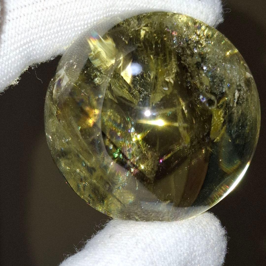天然石✨️シトリン　スフィア✨️透明感良虹ありファントムあり台座付き