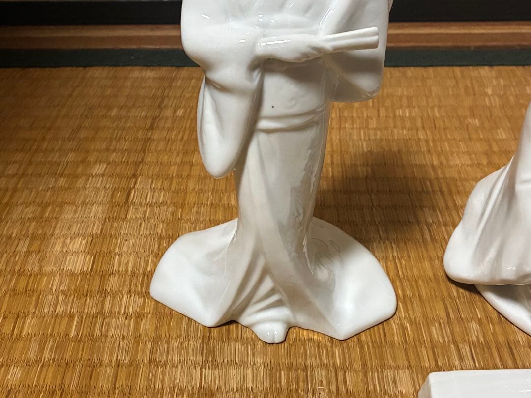 白磁 琴引き 和装 着物 乙女 女人像 揃い 三体揃い 時代物 古伊万里 出石焼
