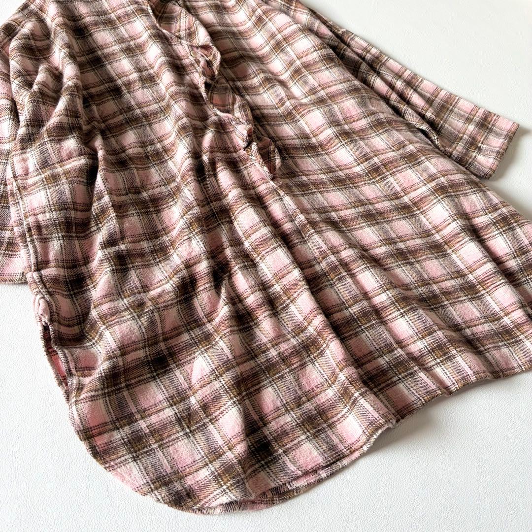 未使用タグ付き✨45R　現行　柔らか インドネルのフリルチュニック　刺繍入り