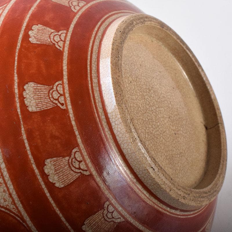 九谷焼　古九谷　八郎手　赤絵　神獣文　鉢　時代箱　M　R8749