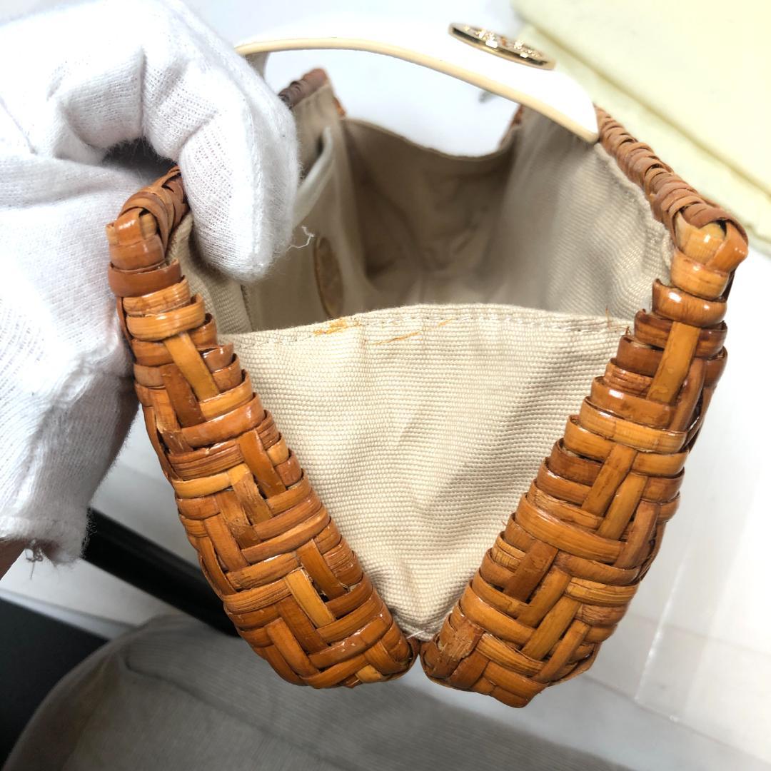 TORY BURCH クラッチバック　かごバッグ　ラタン　レザー　正規品