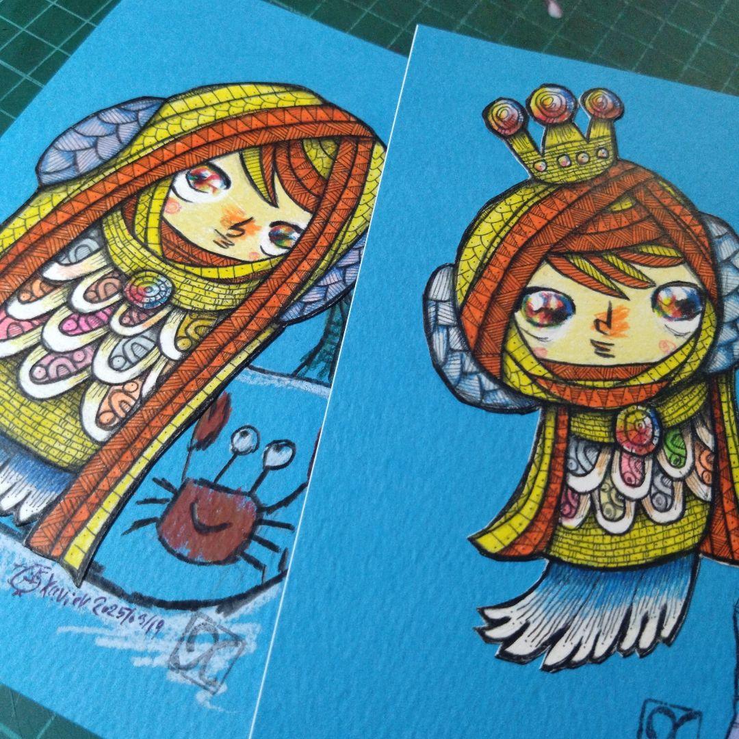 【ザビちゃん】【原画肉筆】疫病退散・アマビエさま