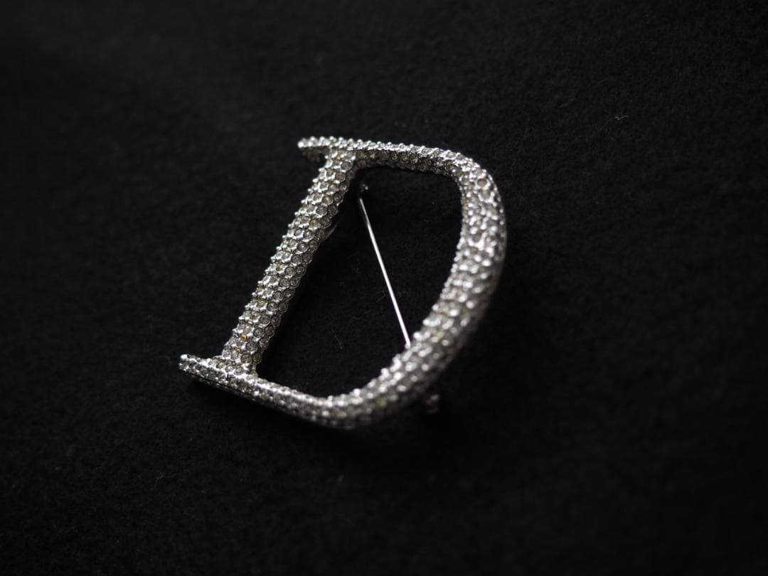 Dior ディオール ブローチ Dロゴ シルバー ラインストーン