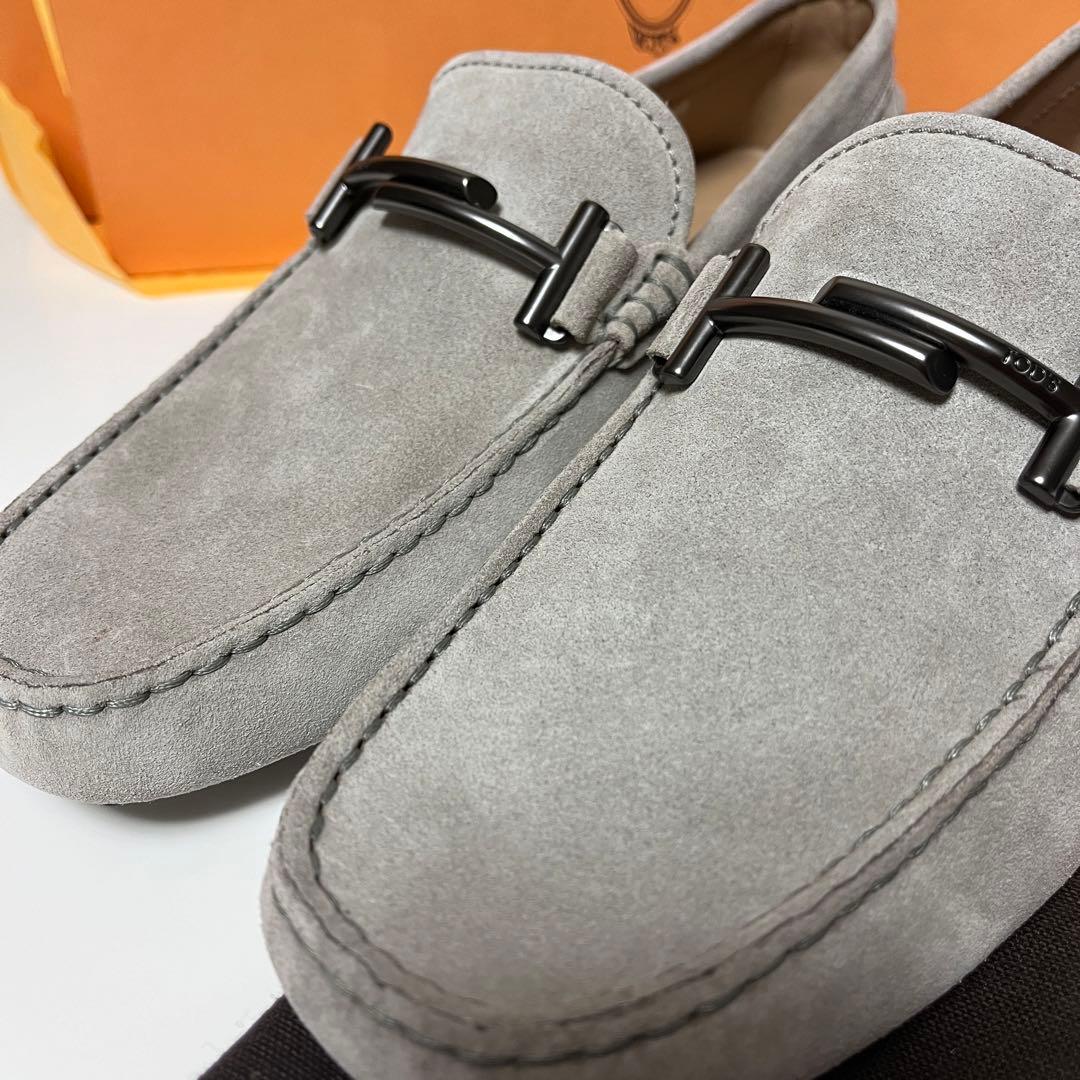 トッズ☆新品☆TOD’sメンズ レザー ゴンミーニ/グレー25.5cmローファー