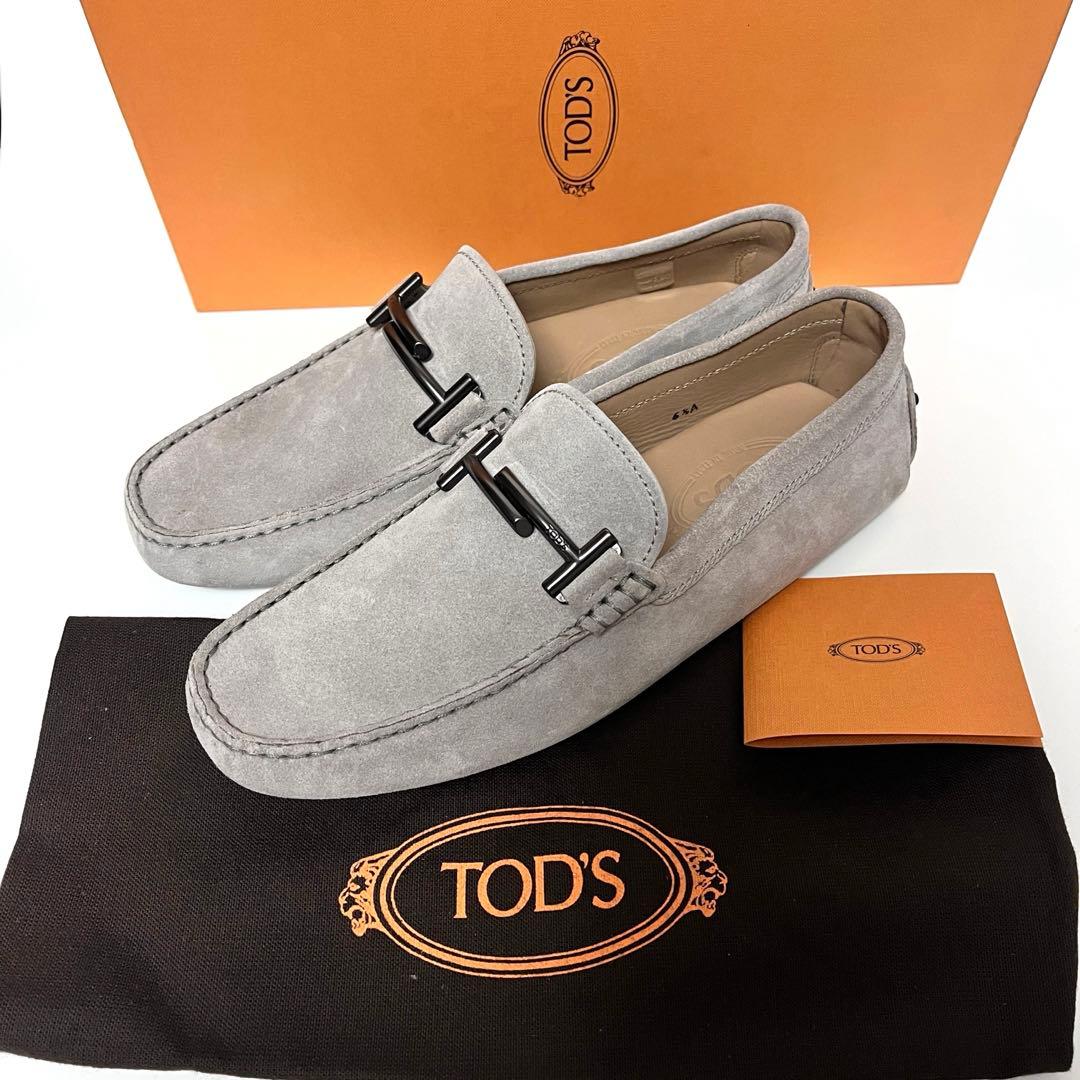 トッズ☆新品☆TOD’sメンズ レザー ゴンミーニ/グレー25.5cmローファー
