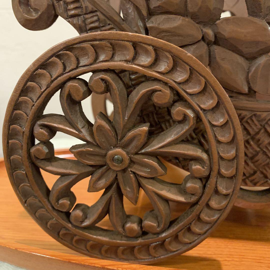 スミレ　手押し車　花籠　花車　木製　ヴィンテージ